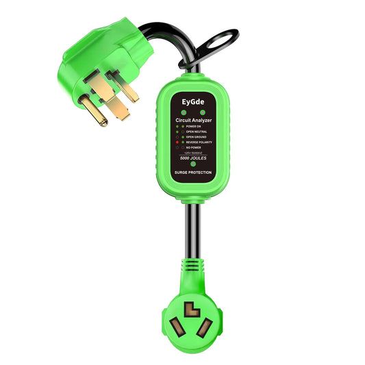EyGde 4 Prong to 3 Prong Dryer Adapter with Surge Protector3 Prong to 4 Prong Dryer Adapter NEMA 14-30P to NEMA 10-30RCircuit Analyzer Power Guard for Outlet Converter(16.3 Inch) 30A5000Joules